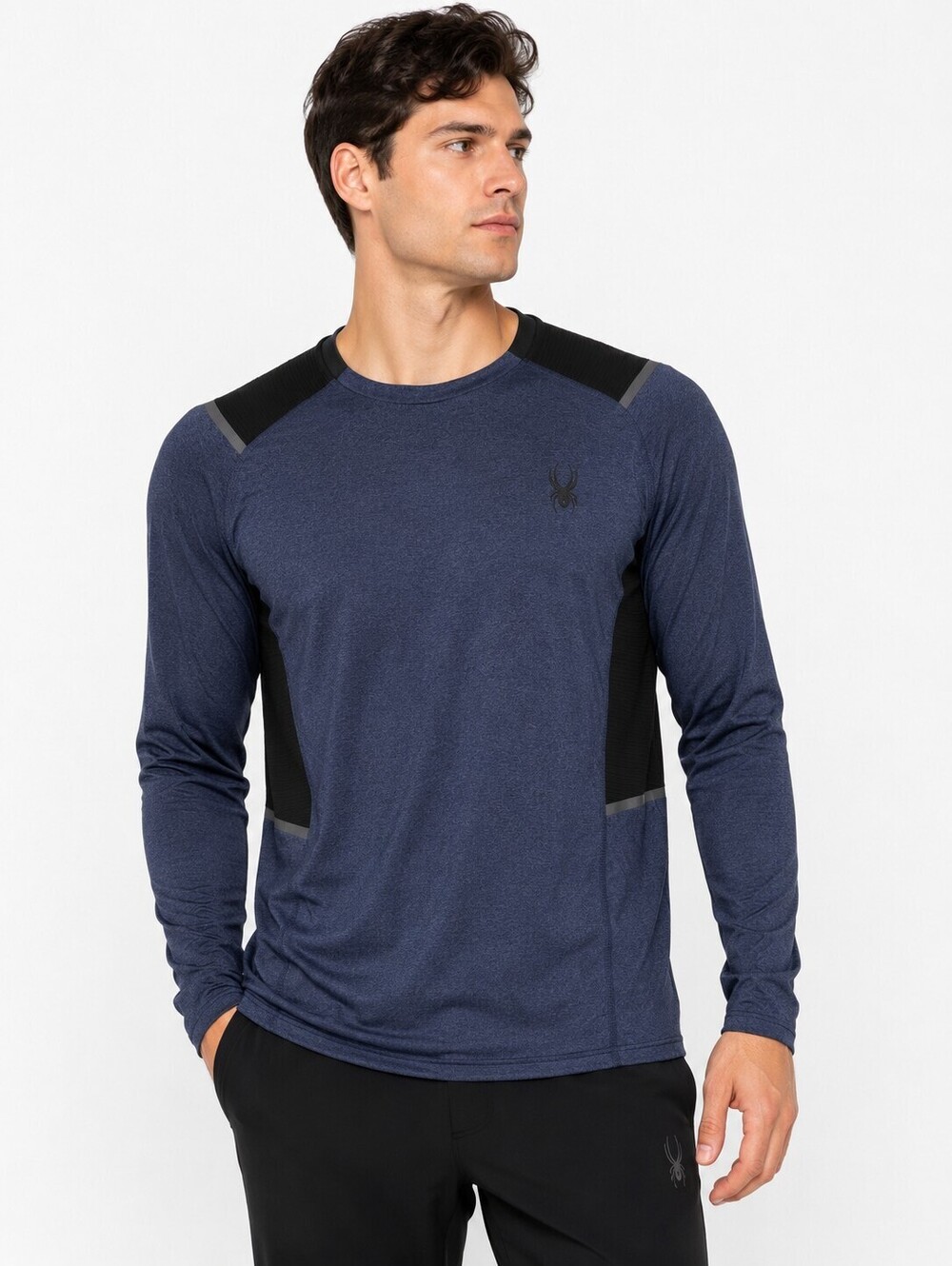 Spyder Active Shirt Mens Blue Long Sleeve Reflective Athletic ProWeb - Large